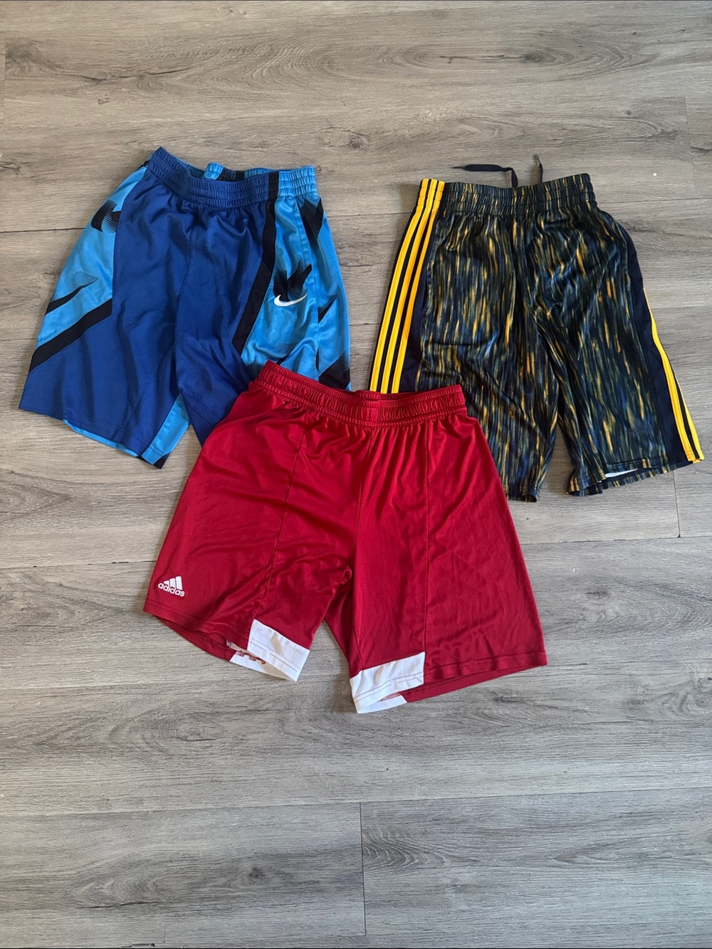 Nike, Adidas Kids Athletic Shorts Bundle - Blue, Red, Black/Yellow